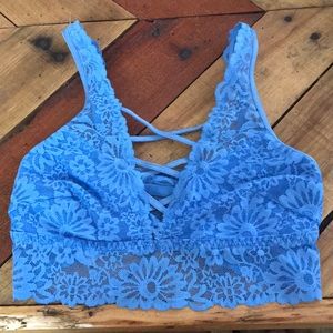 PINK bright blue bralette xs